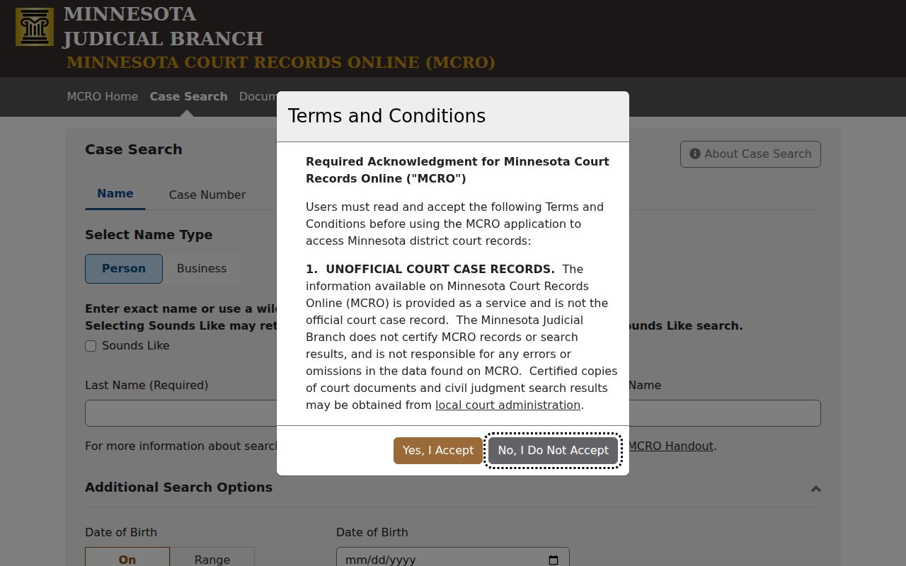 Minnetonka residents directory MCRO court search