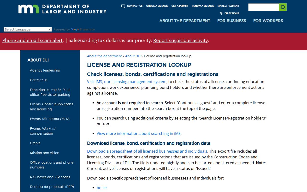 Minnetonka resident lookup Minnesota DLI license search