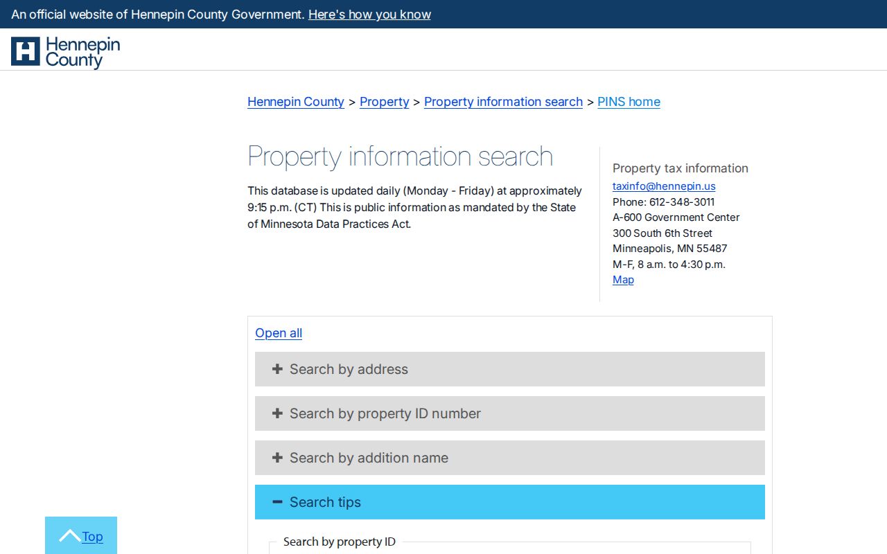 Minnetonka street directory PINS address and PID search tips